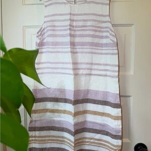 Sleeveless Striped ✨Linen✨ Dress in Lavender and Brown